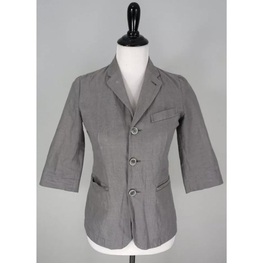 Stile Benetton Gray 3 Button 3/4 Sleeve Blazer Coat Jacket Size Small